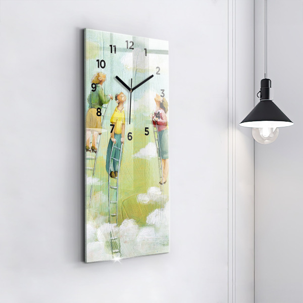Modern vertical wall clock People on the ladder