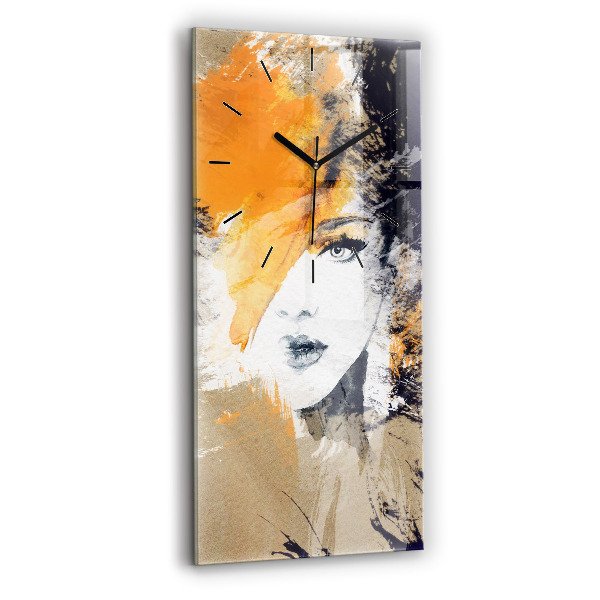 Modern vertical wall clock Portrait of a woman abstract