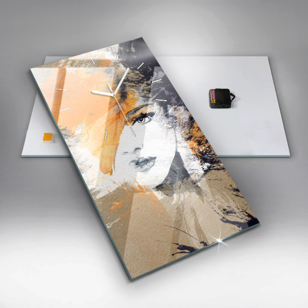 Modern vertical wall clock Portrait of a woman abstract