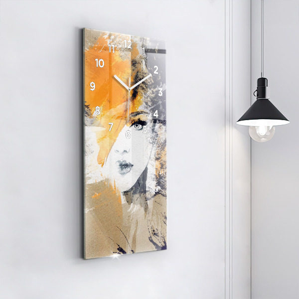 Modern vertical wall clock Portrait of a woman abstract