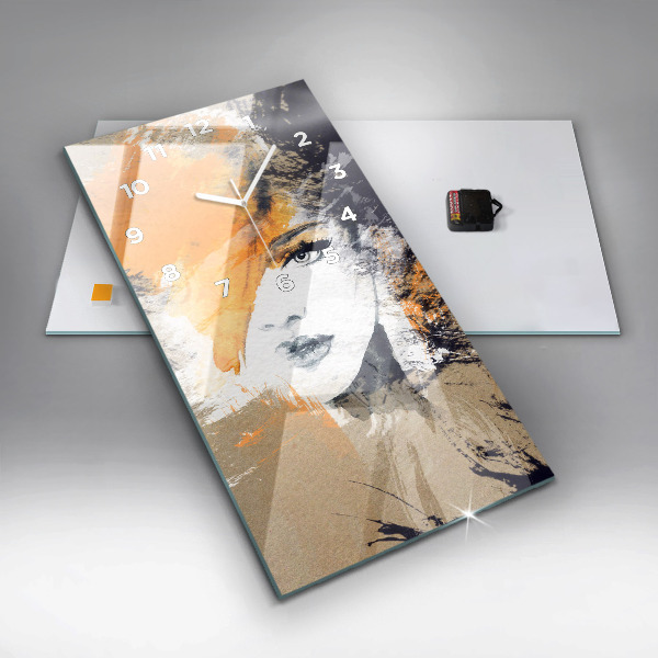 Modern vertical wall clock Portrait of a woman abstract