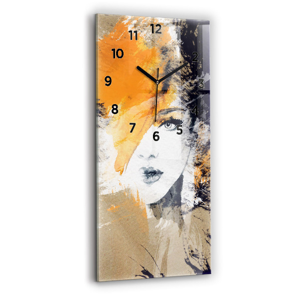 Modern vertical wall clock Portrait of a woman abstract