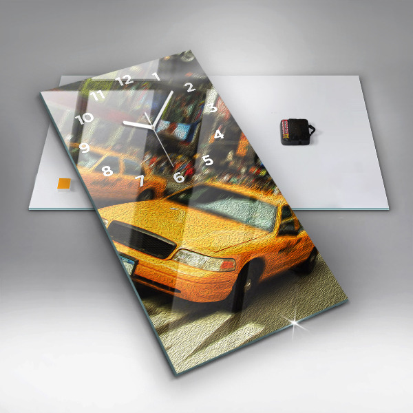 Modern vertical wall clock New York City taxis