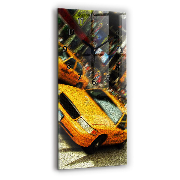 Modern vertical wall clock New York City taxis