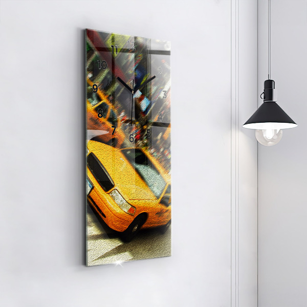 Modern vertical wall clock New York City taxis