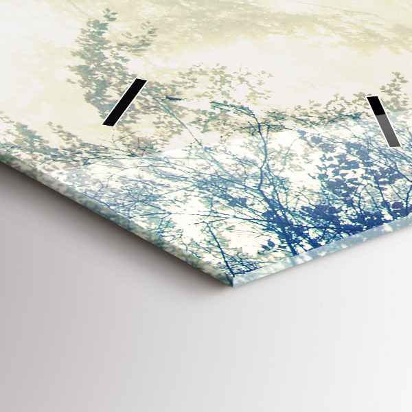 Modern vertical wall clock Autumn road Forest Fog