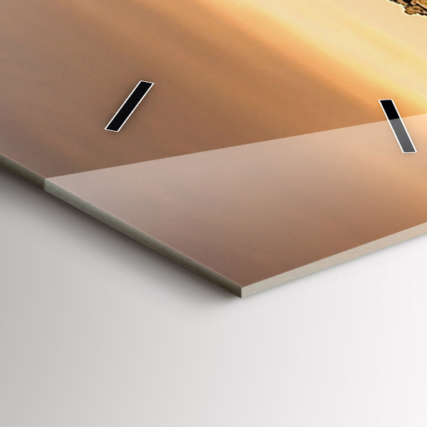 Modern vertical wall clock Pyramids and sunset