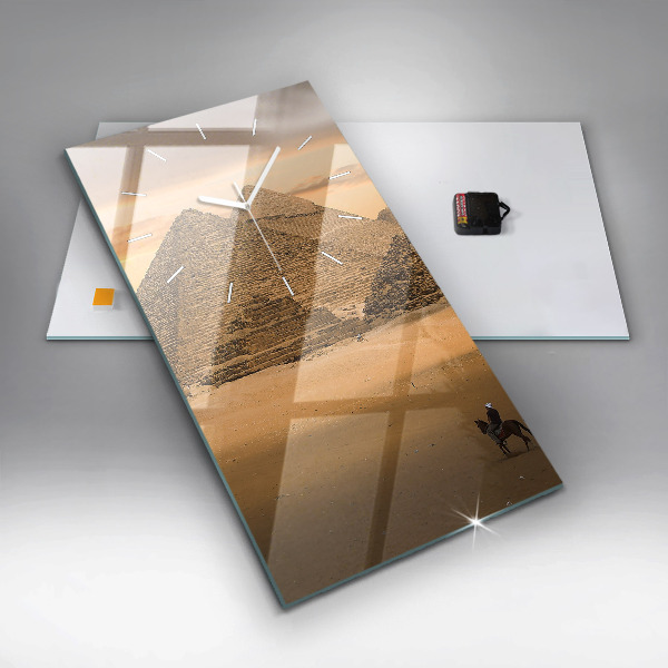 Modern vertical wall clock Pyramids and sunset