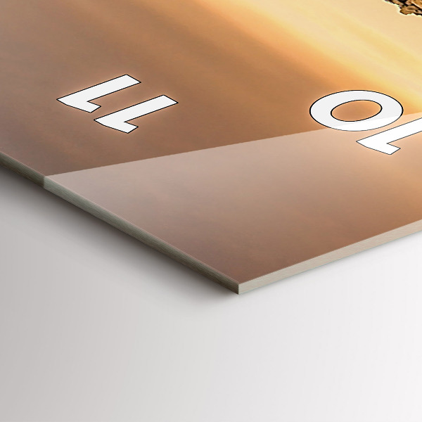 Modern vertical wall clock Pyramids and sunset