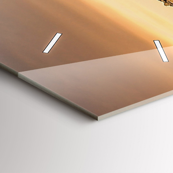 Modern vertical wall clock Pyramids and sunset