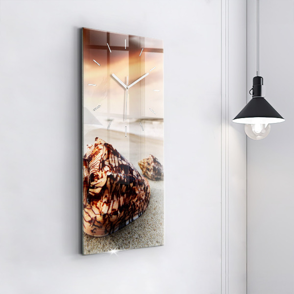 Modern vertical wall clock A shell on the beach