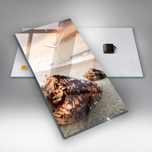 Modern vertical wall clock A shell on the beach