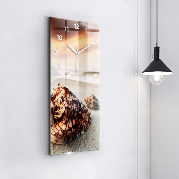 Modern vertical wall clock A shell on the beach