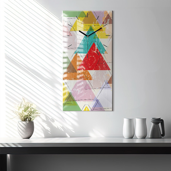 Modern vertical wall clock Geometric Triangles