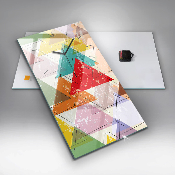Modern vertical wall clock Geometric Triangles
