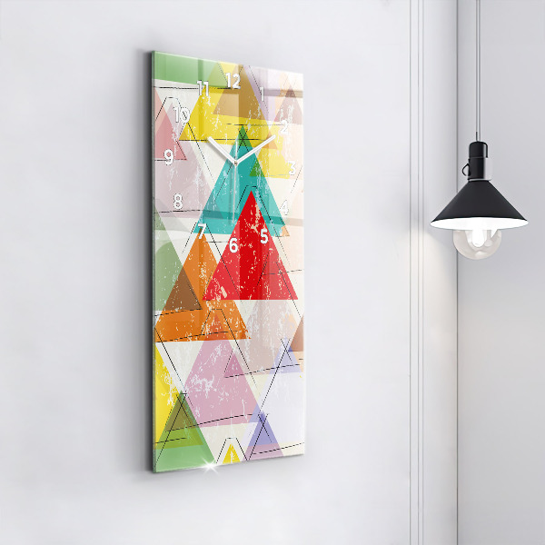 Modern vertical wall clock Geometric Triangles