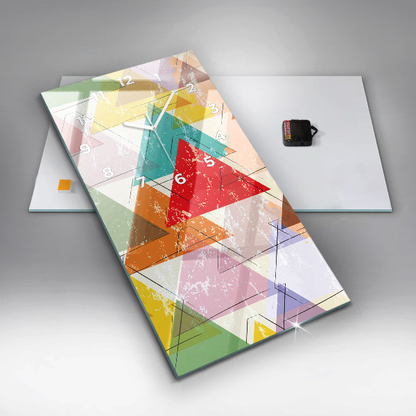Modern vertical wall clock Geometric Triangles