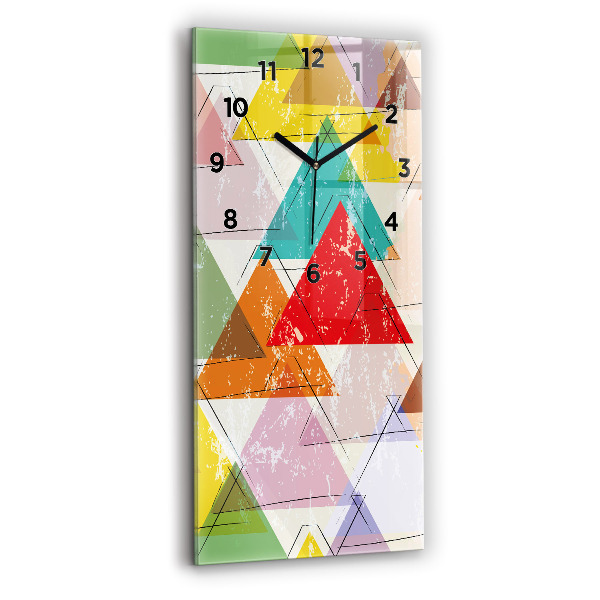 Modern vertical wall clock Geometric Triangles