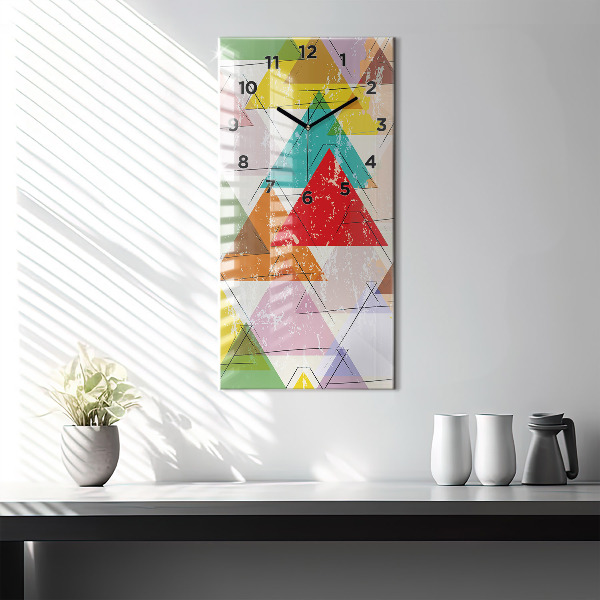Modern vertical wall clock Geometric Triangles