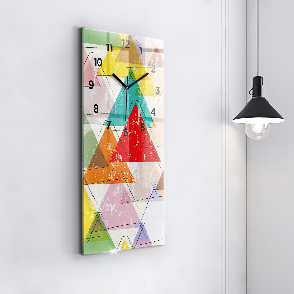 Modern vertical wall clock Geometric Triangles