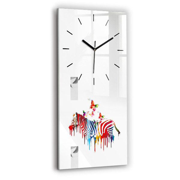 Modern vertical wall clock Colorful zebra