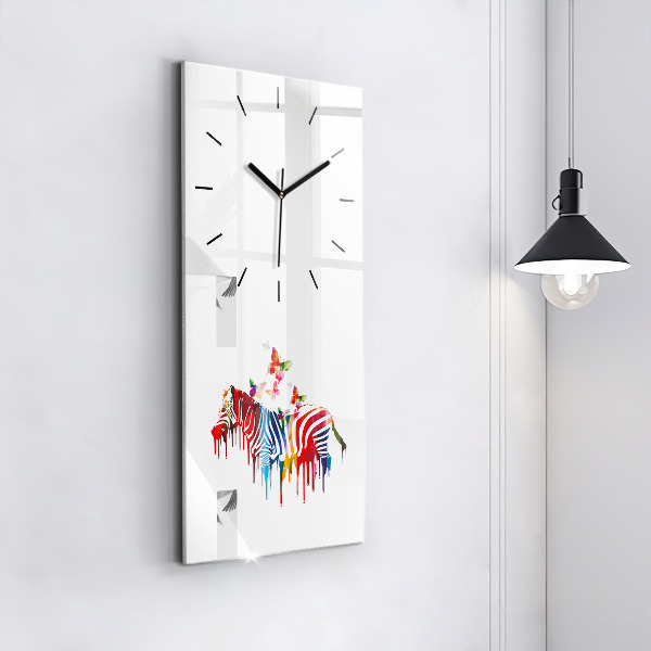 Modern vertical wall clock Colorful zebra
