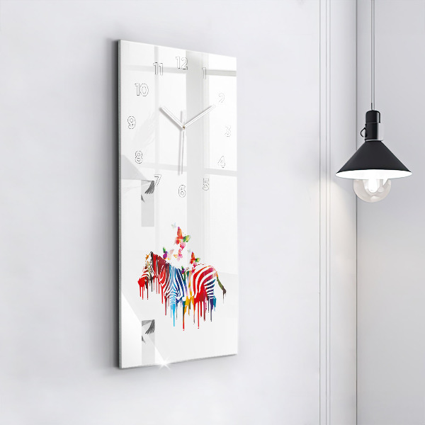 Modern vertical wall clock Colorful zebra