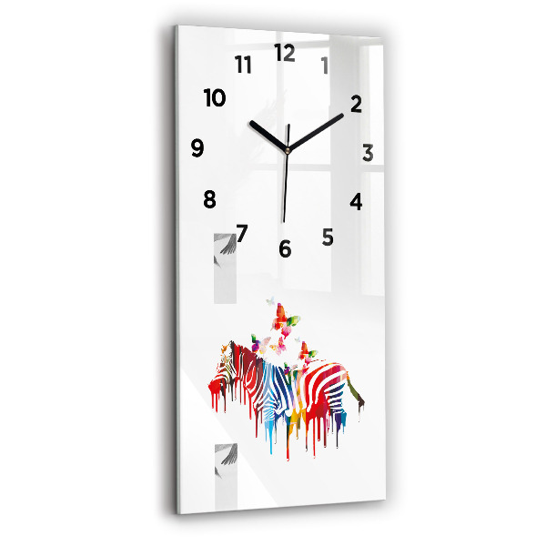 Modern vertical wall clock Colorful zebra