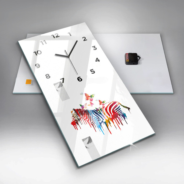 Modern vertical wall clock Colorful zebra