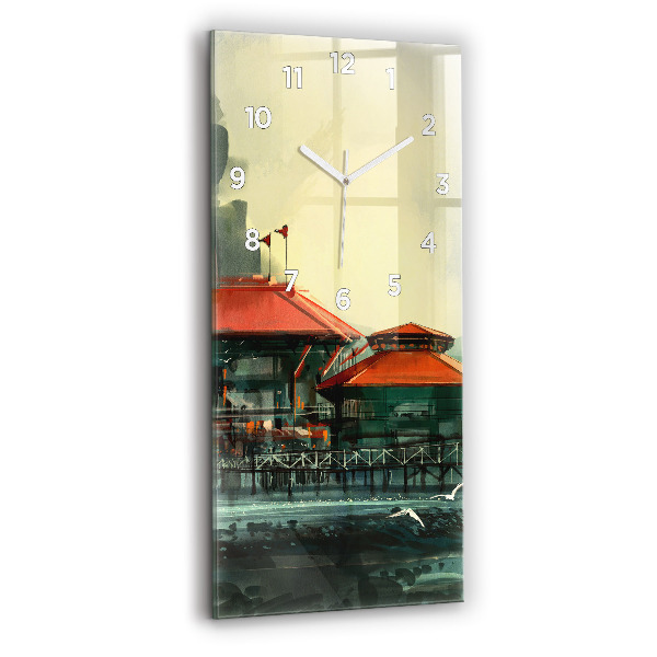 Modern vertical wall clock Fishing village