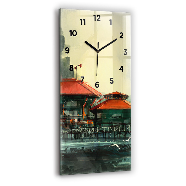 Modern vertical wall clock Fishing village