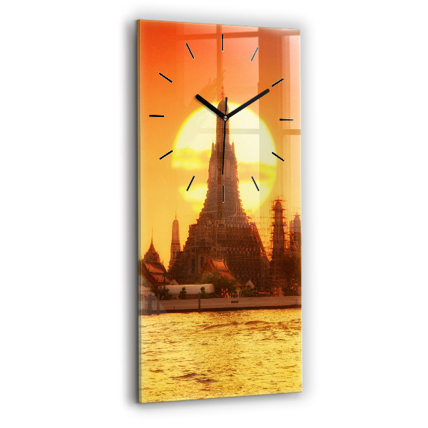 Modern vertical wall clock Wat arun bangkok thailand