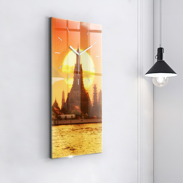 Modern vertical wall clock Wat arun bangkok thailand