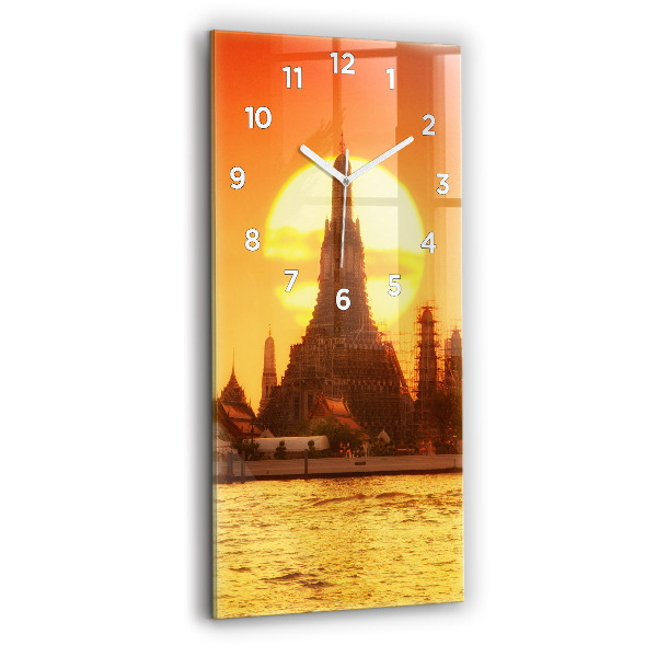 Modern vertical wall clock Wat arun bangkok thailand