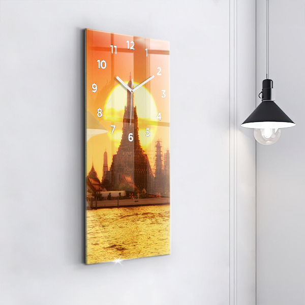 Modern vertical wall clock Wat arun bangkok thailand
