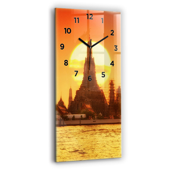 Modern vertical wall clock Wat arun bangkok thailand
