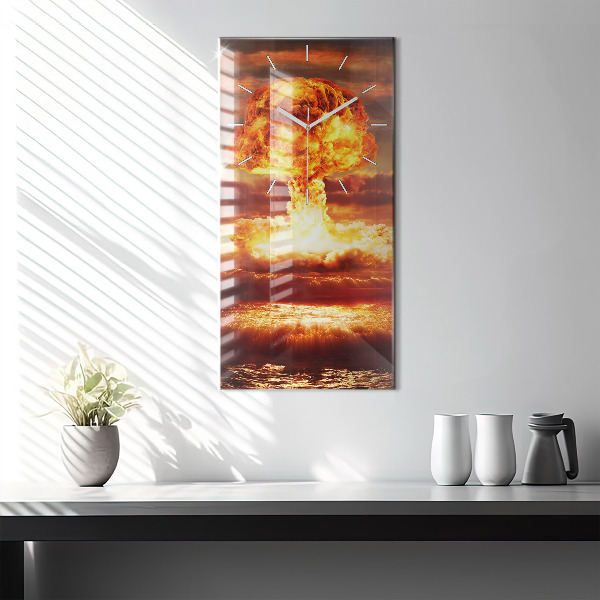 Modern vertical wall clock Atomic bomb explosion