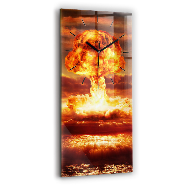 Modern vertical wall clock Atomic bomb explosion