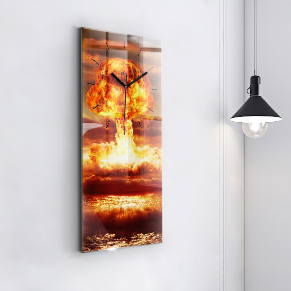 Modern vertical wall clock Atomic bomb explosion
