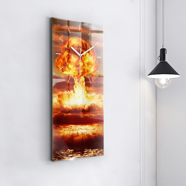 Modern vertical wall clock Atomic bomb explosion