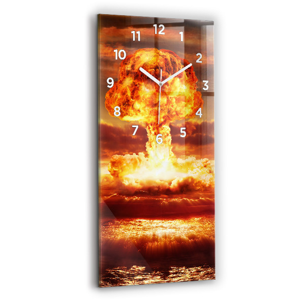 Modern vertical wall clock Atomic bomb explosion