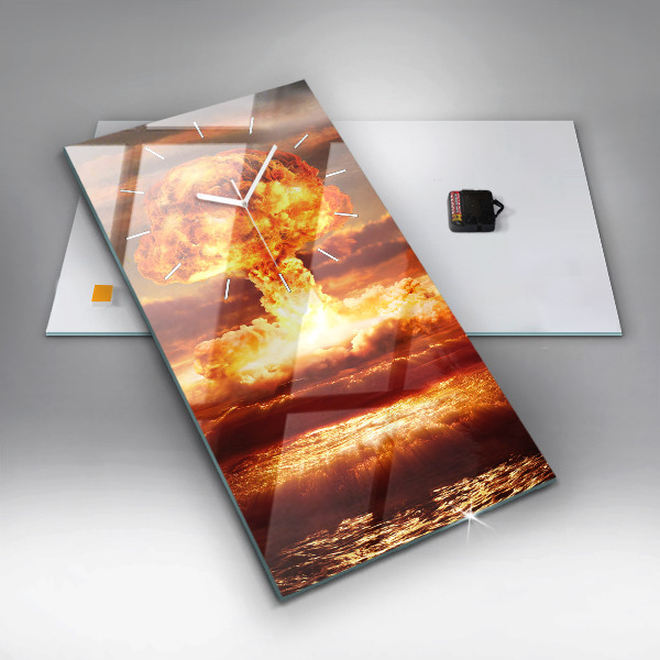 Modern vertical wall clock Atomic bomb explosion