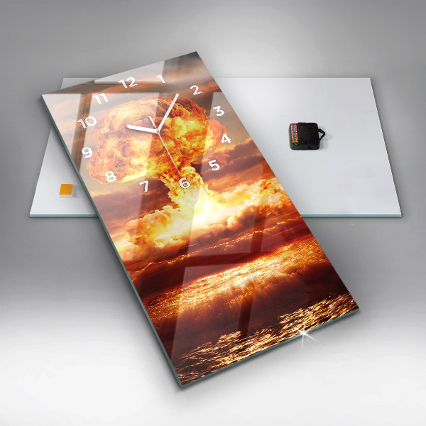 Modern vertical wall clock Atomic bomb explosion