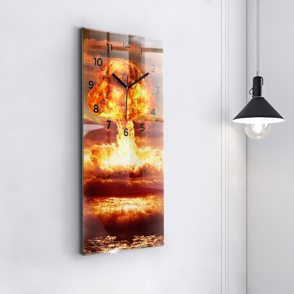 Modern vertical wall clock Atomic bomb explosion