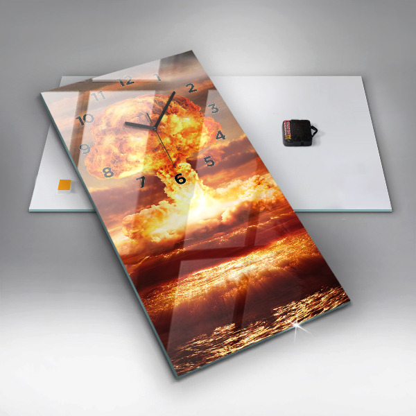Modern vertical wall clock Atomic bomb explosion