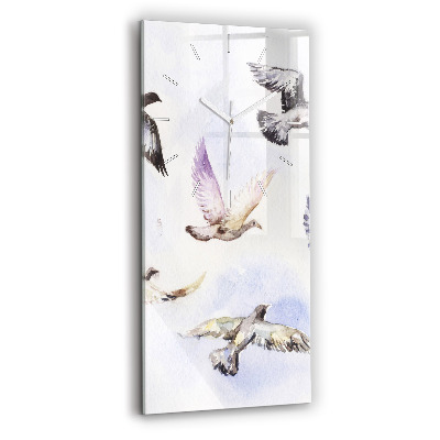 Modern vertical wall clock Flying birds