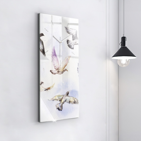 Modern vertical wall clock Flying birds