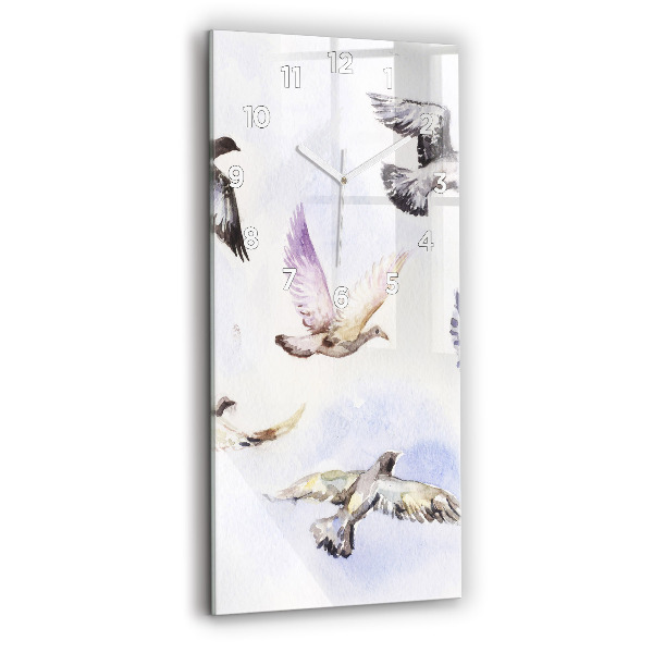 Modern vertical wall clock Flying birds