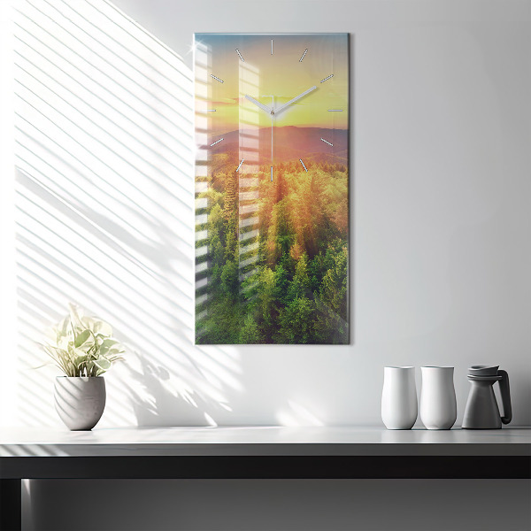 Modern vertical wall clock Sunset over the hills