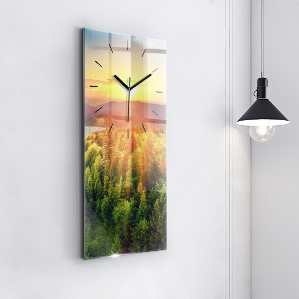 Modern vertical wall clock Sunset over the hills